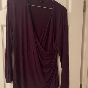 Talbots eggplant 3/4 sleeve cross-front XL EUC top. Very flattering.